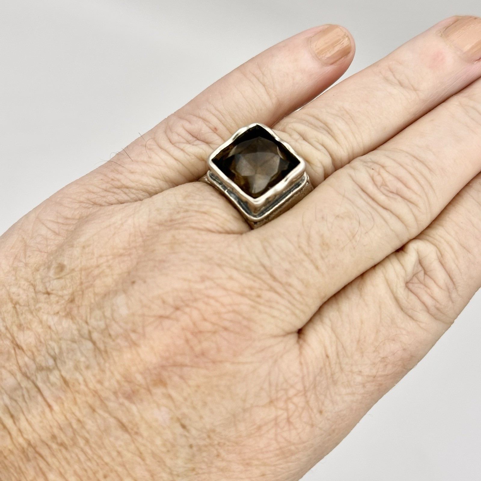 Silpada Retired R1453 Vintage Dusk Til Dawn Silver Smoky Quartz Ring Size 7.75