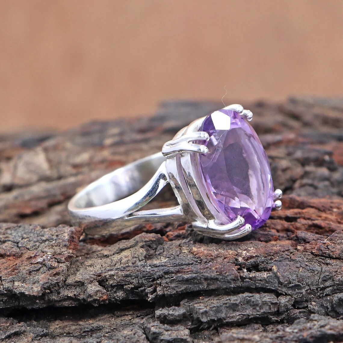 925 Sterling Silver Ring Of Amethyst Gemstone Stackable Ring Women’s Ring Gift