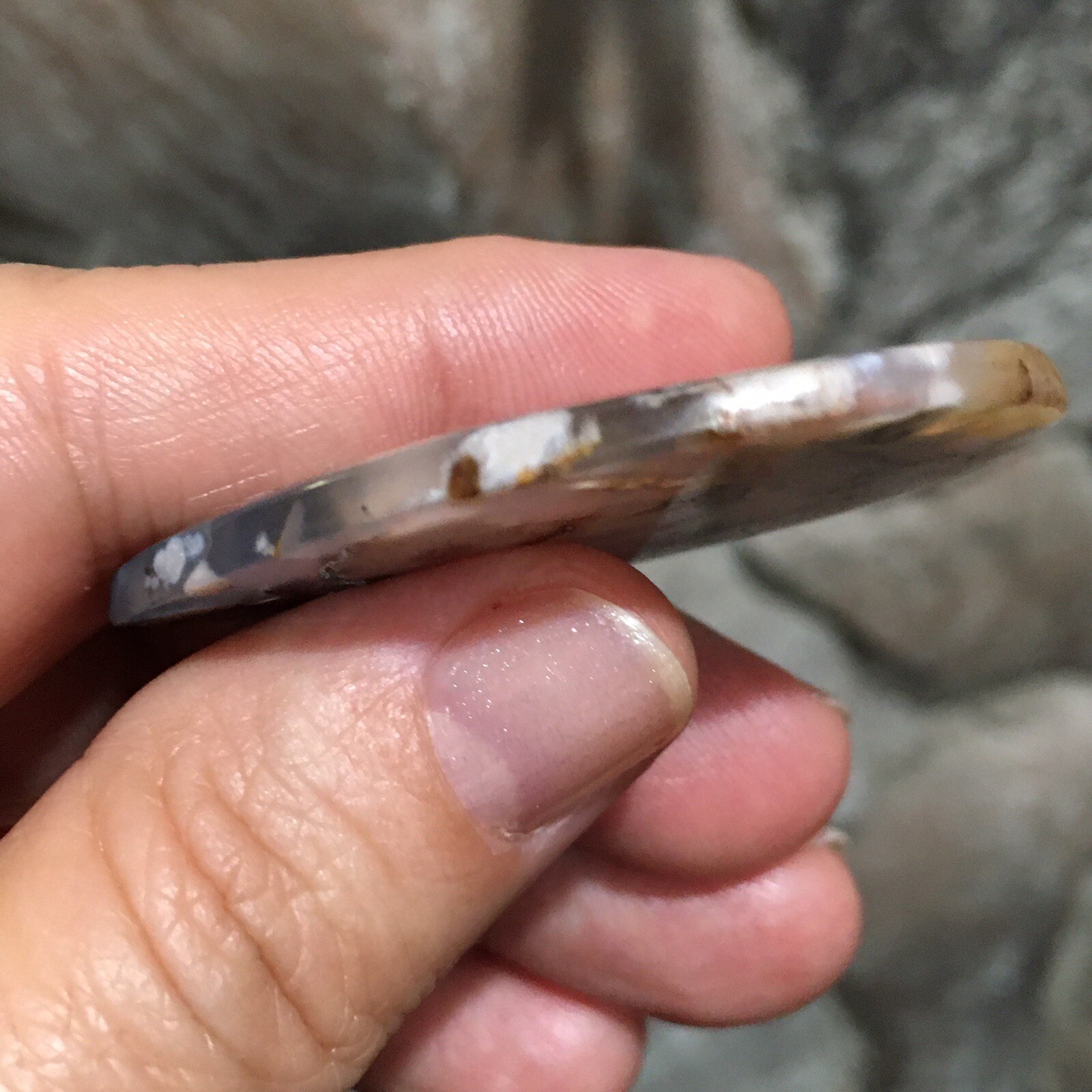 48×32.9×4.5mm Fine Collectors’ Flower Picture Plume Agate Teardrop Cabochon Gem