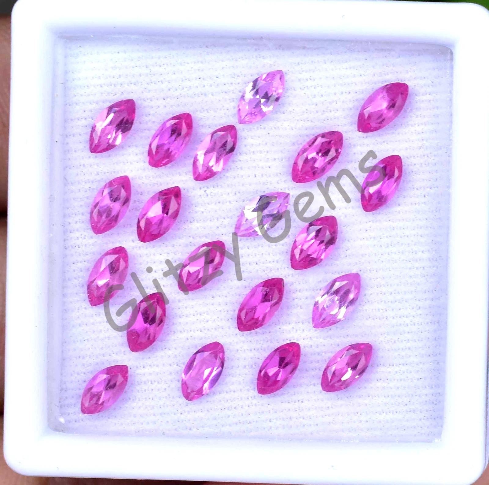 20Pcs Natural Mogok Pink Ruby Marquise 6.40 MM Certified Flawless Loose Gemstone