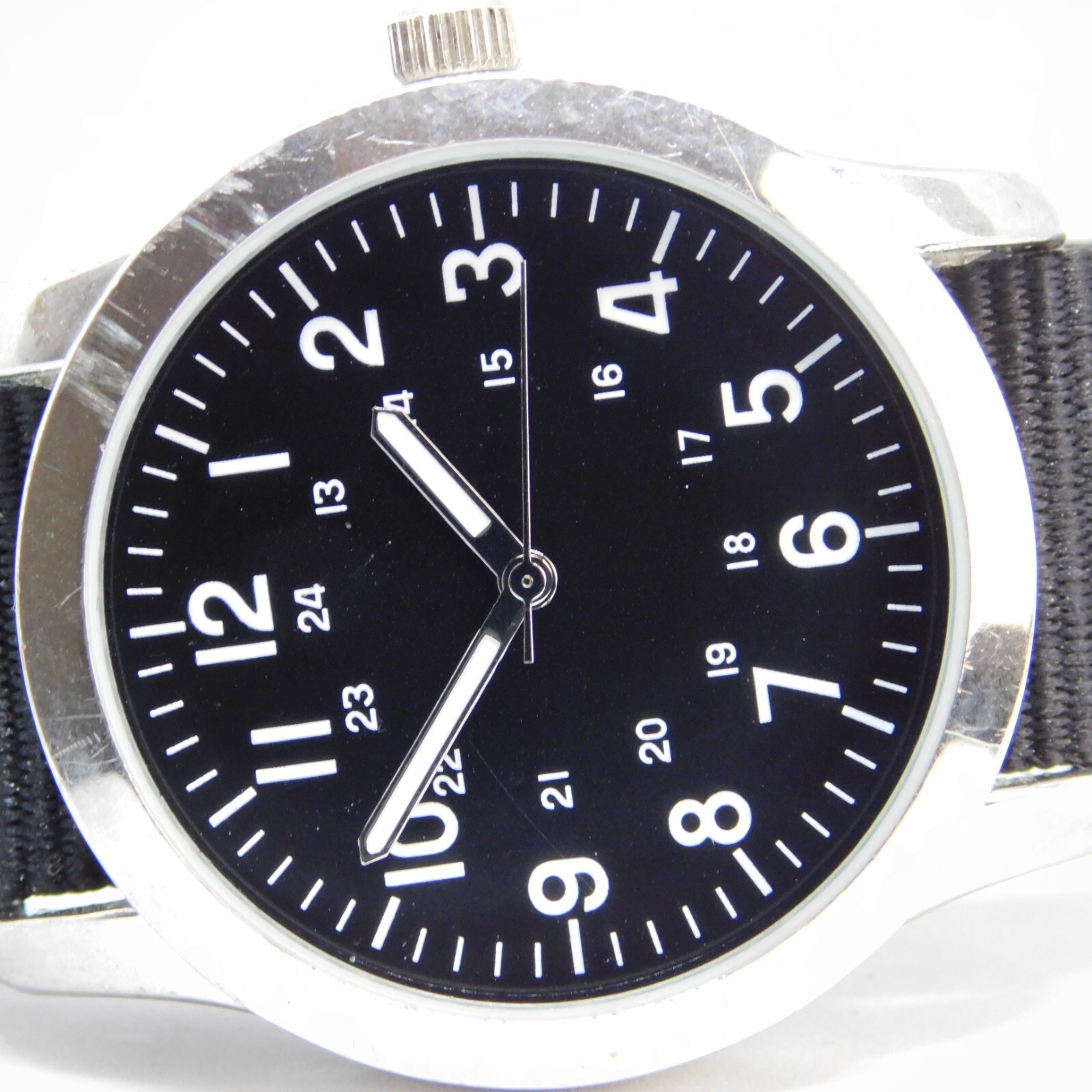 ACCUTIME WATCH CORP 6926 Nylon Band Quartz Analog Men’s Watch New Battery