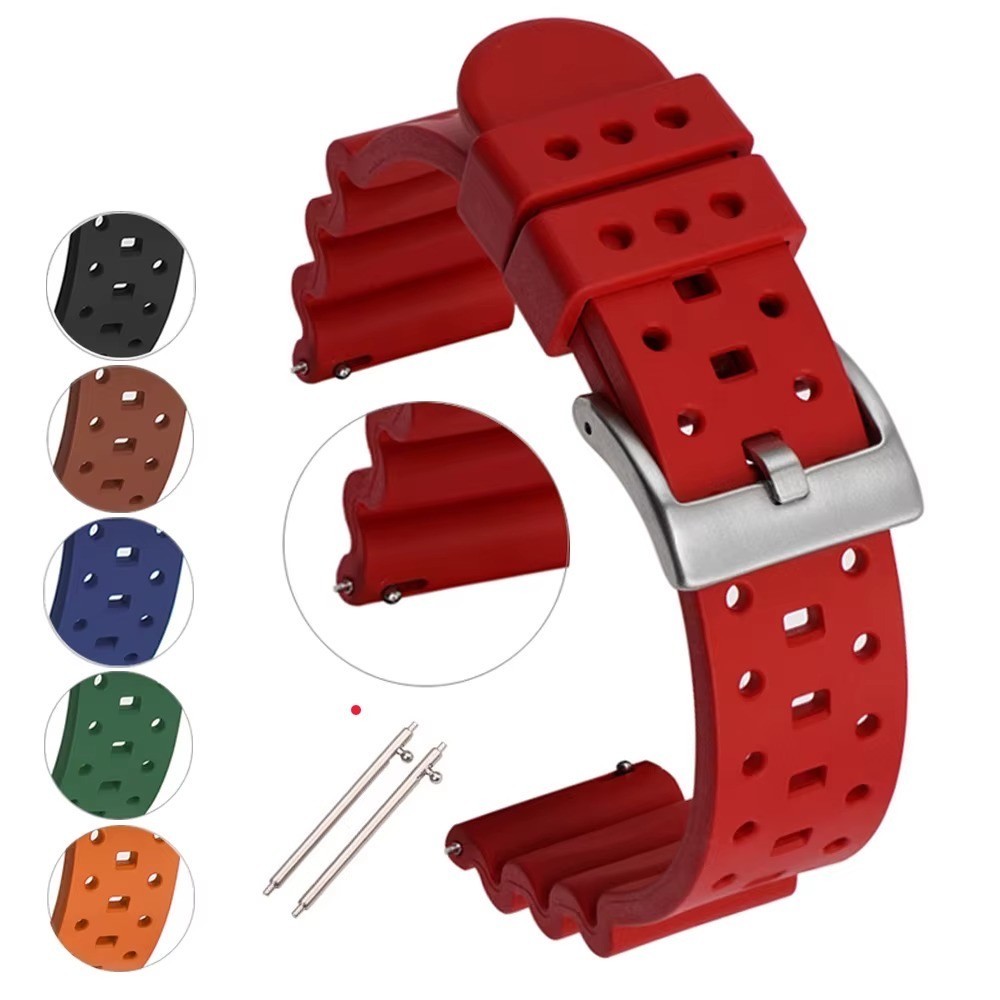 22mm Fluorine Rubber Watch Band Diver Wristwatch Band Quick Release Bracelet