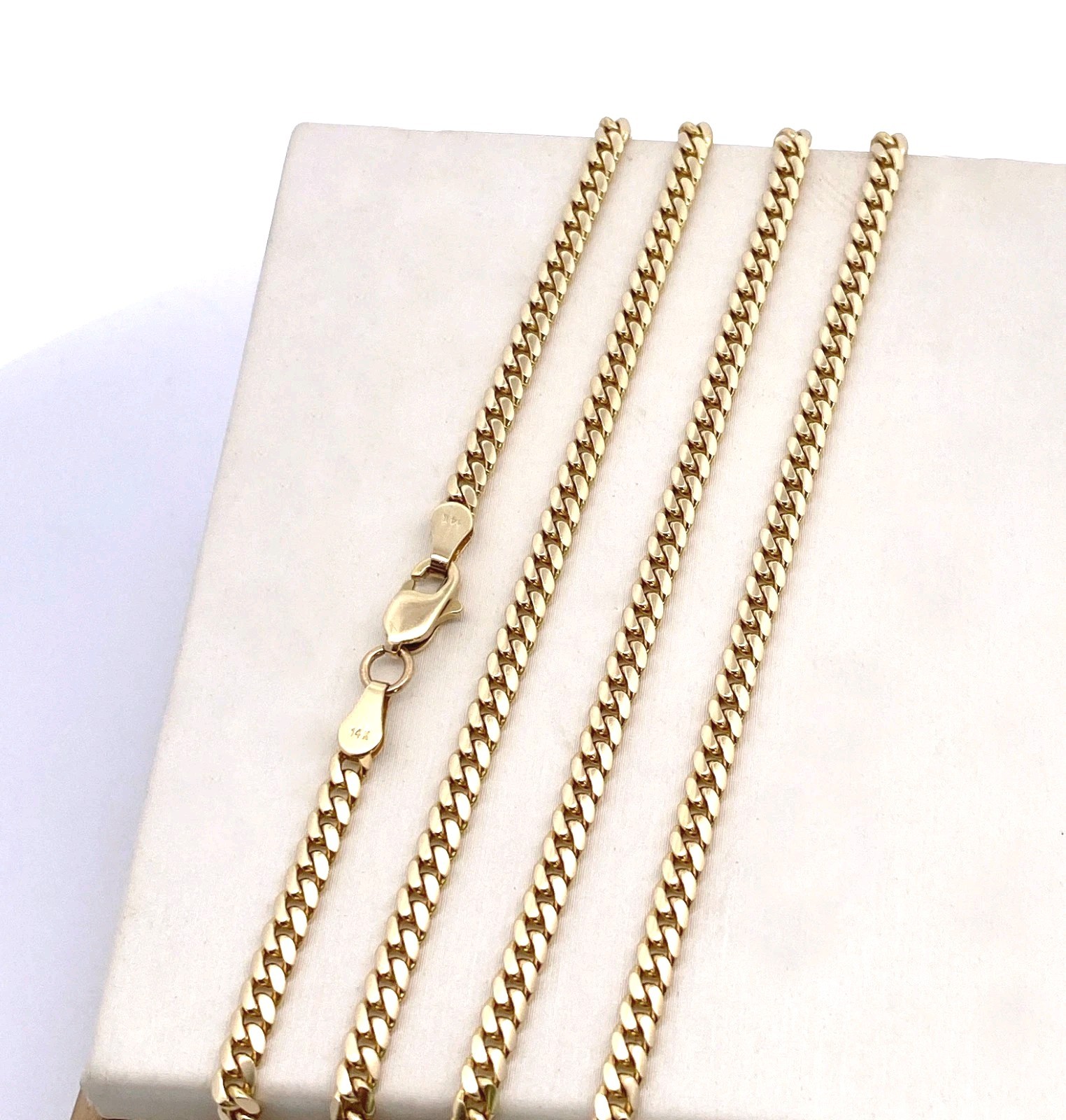 Solid 14K Yellow Gold Miami Cuban Link Necklace Chain 3mm 24.5″ 19.2g Curb