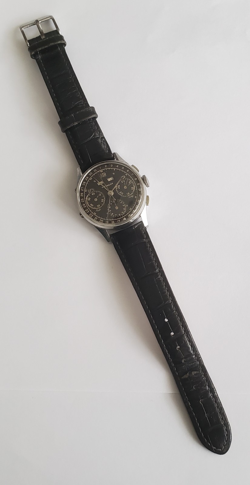 Vintage SS Wittnauer Triple Date Calendar Valjoux 72C Chronograph Man’s Watch