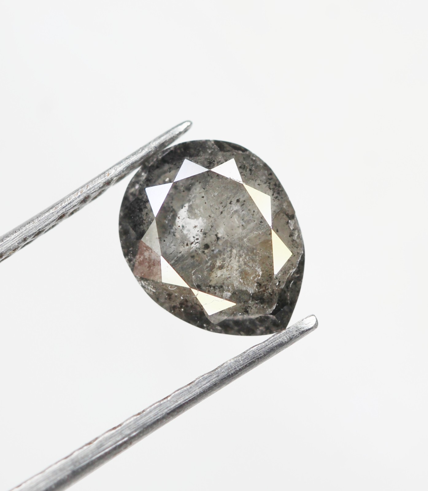 0.98 CT 6.9 MM Natural Loose Pear Salt And Pepper Diamond Grey Color Pear Shape