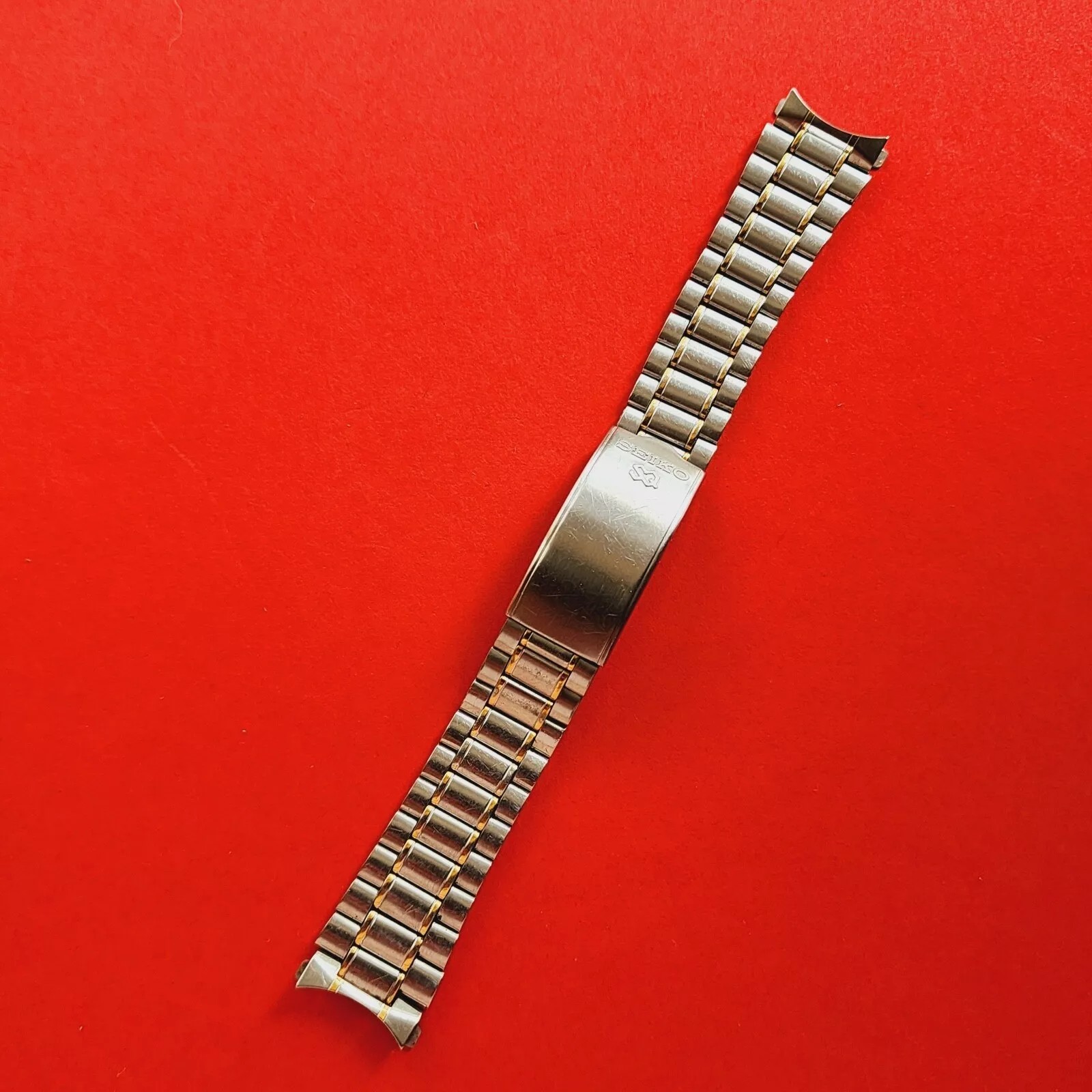 Vintage Seiko Bracelet Two Tone 18mm End Links B13 19 to fit Alarm 5C23-7004