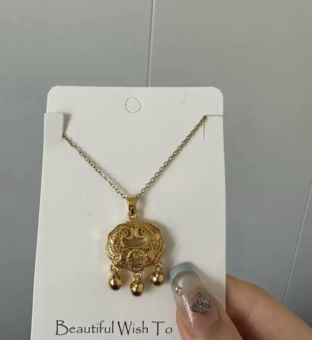 Titanium Steel Gold Tone Necklace 45+5cm Adjustable Chain Gift Box Included