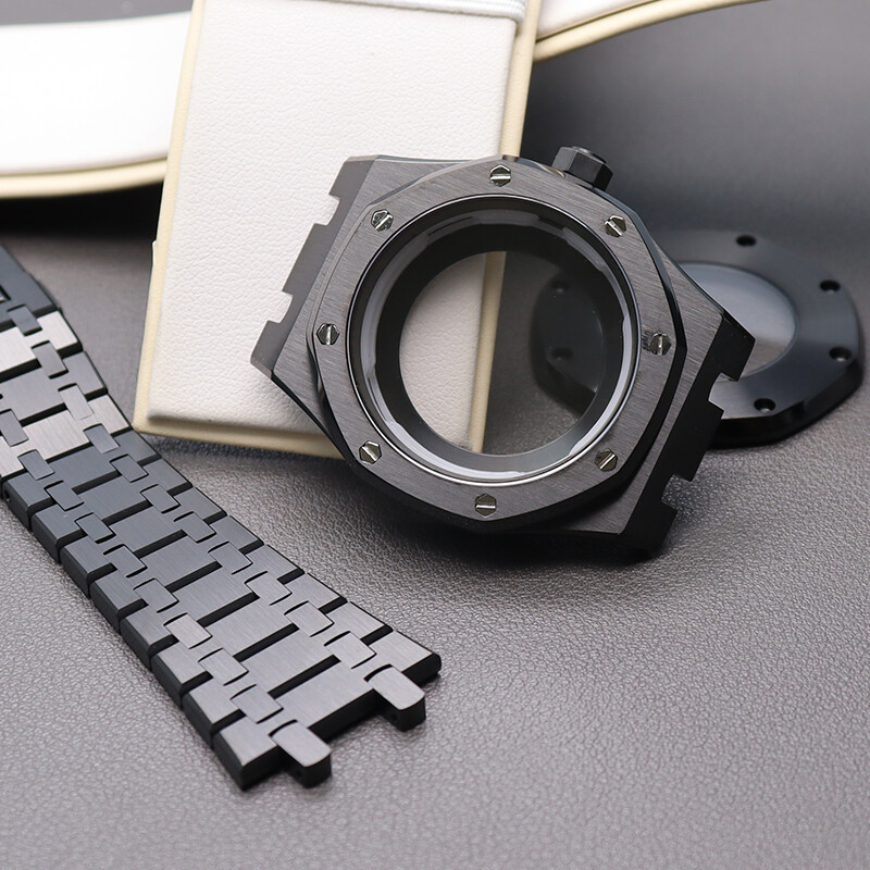 41mm Black watch Cases Watch band For Seiko nh35 nh36 Nh38 Movement 31.8mm Dial