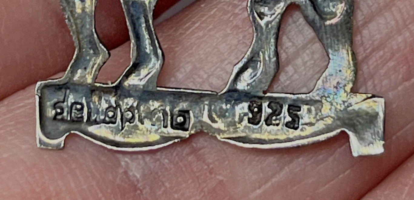 Vintage LLama Brooch Dellapina Signed 925 Peru Sterling Silver Pin , Some Patina