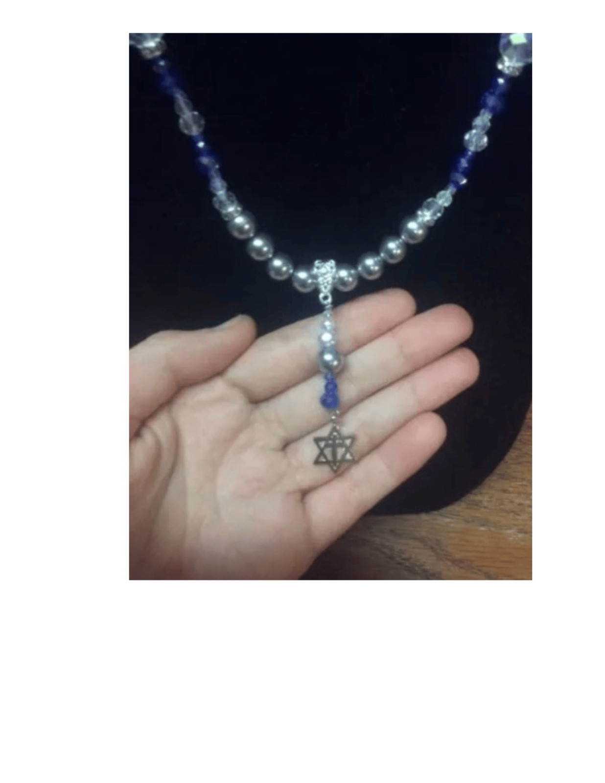 21 1/2 in. Necklace with Star of David Cross Pendant