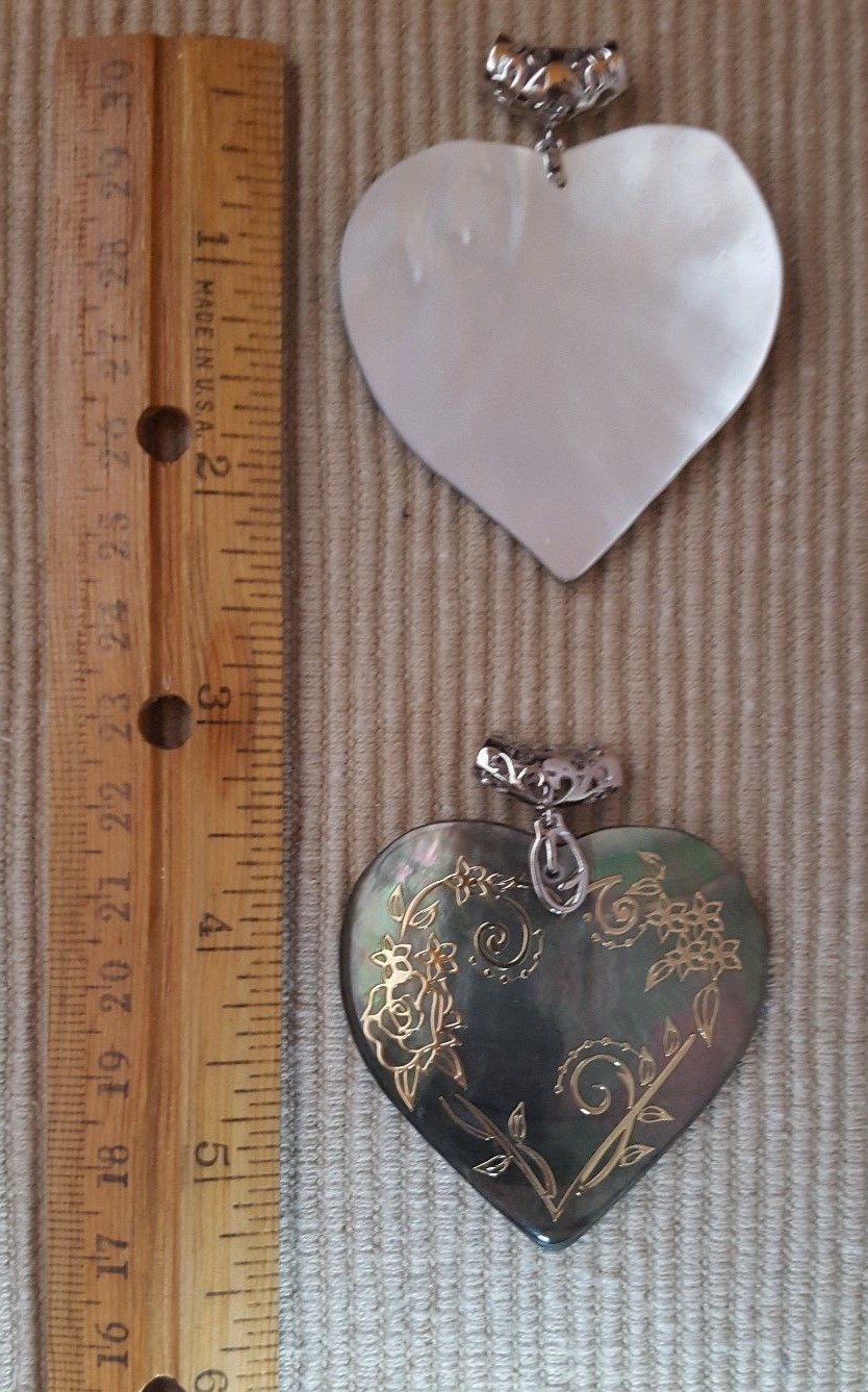 2 Shell Heart Pendants – NEW