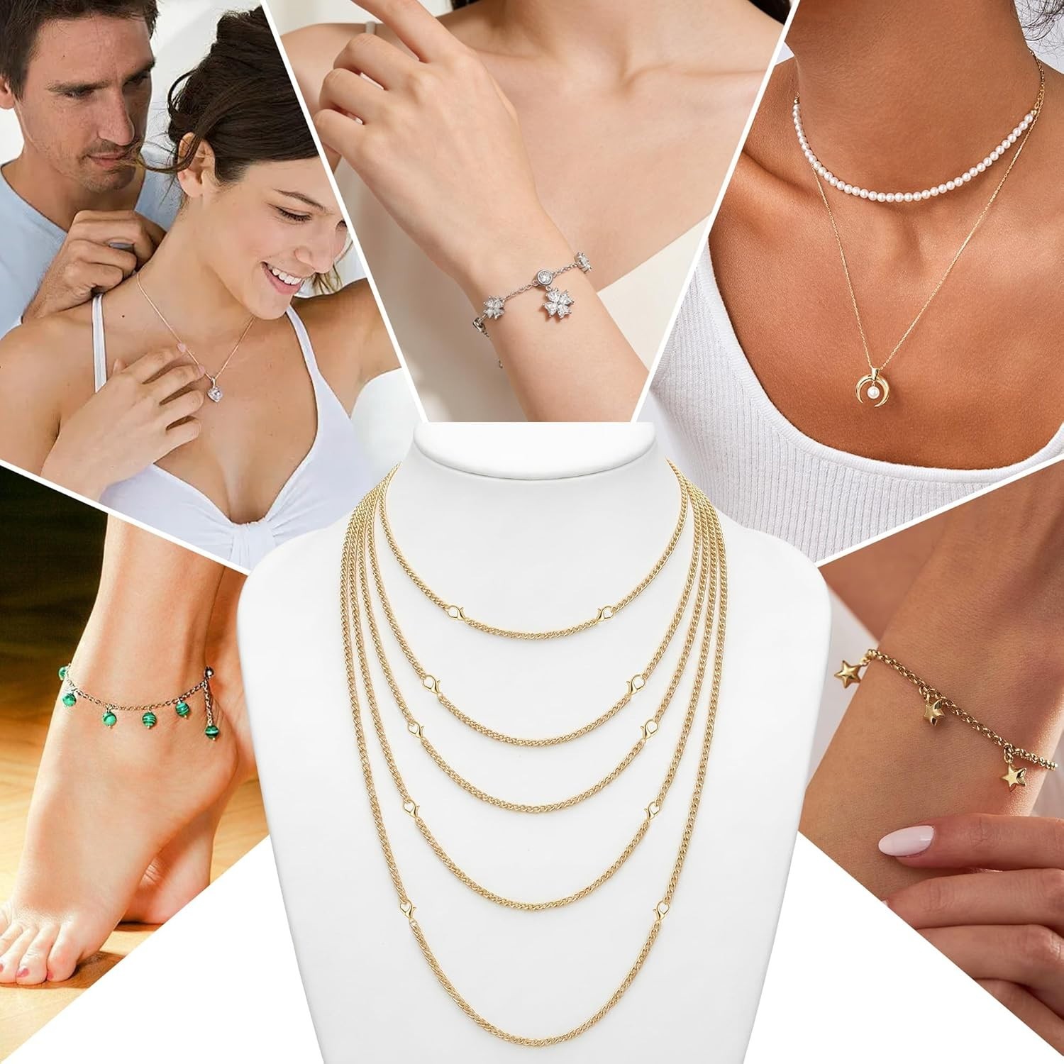 10pcs Stainless Steel Extender Chain Necklace Bracelet Extension Set 2″ 3″ 4″ 5″