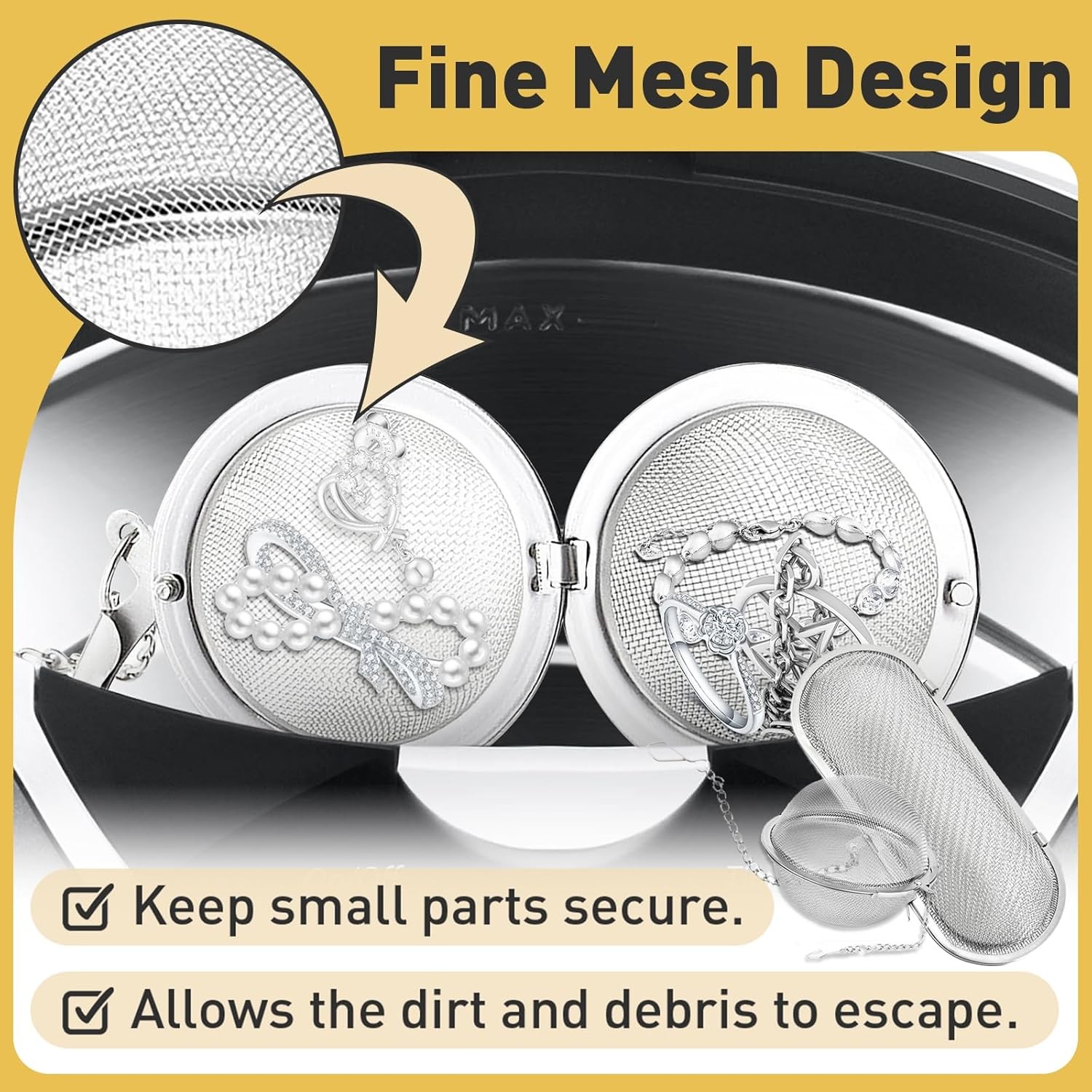 Small Parts Jewelry Cleaning Basket – 2Pcs Stainless Steel Basket, 2 Packs