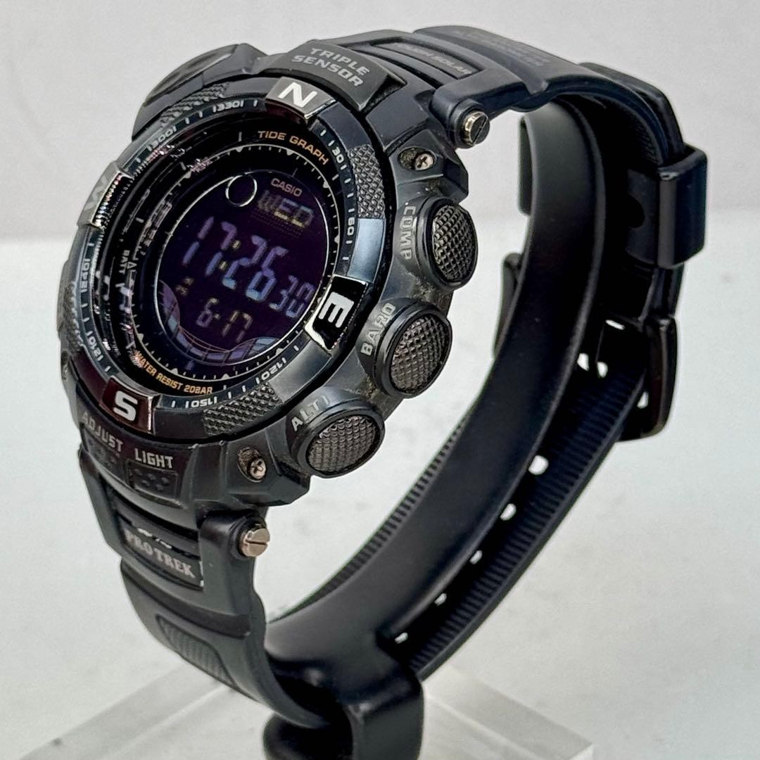 Rare PROTREK PRG 130Y Tough Solar Black Inverted LCD