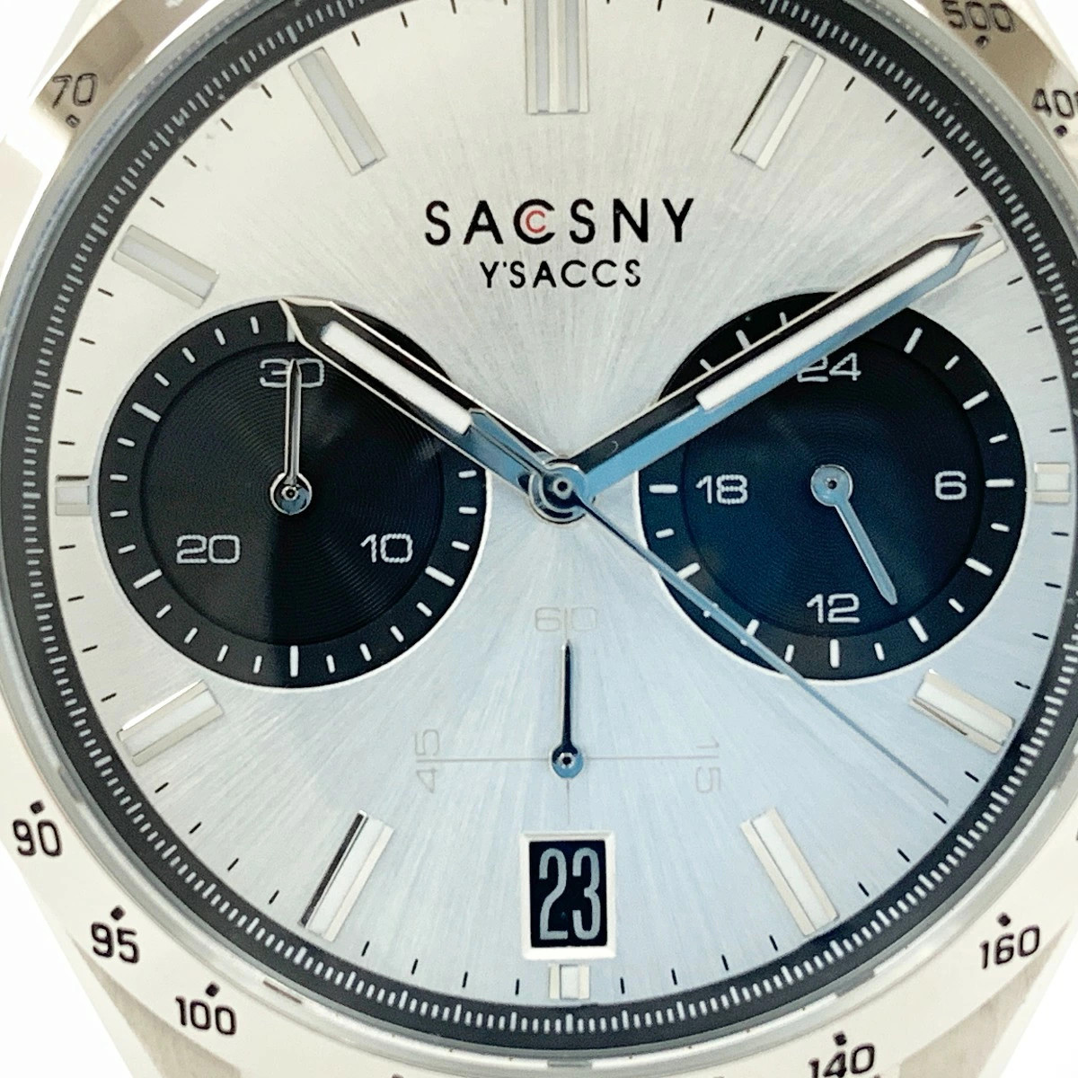 YSACCS Saxney Isaac SY-15219 Silver Quartz SS Saxony Chronograph Men’s Watch