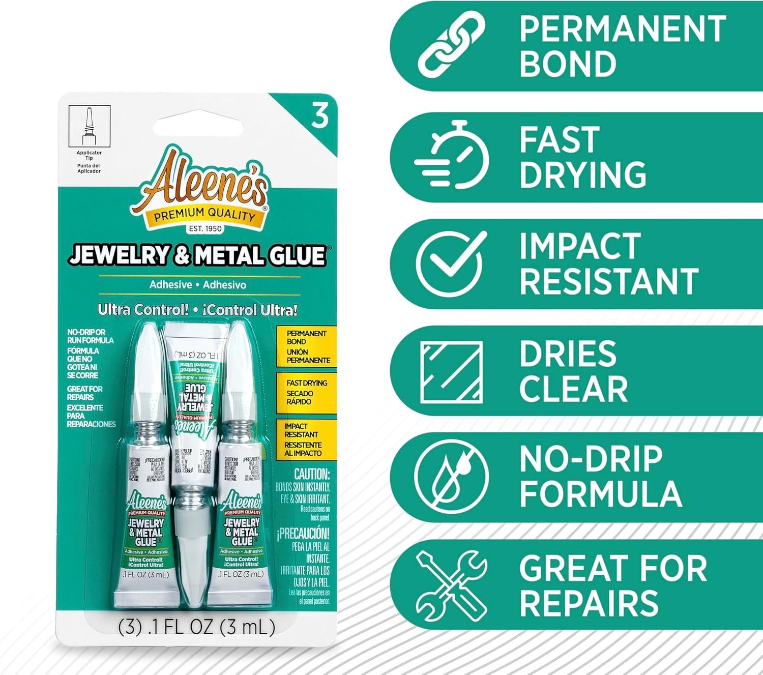 0.1oz Aleene’s Jewelry & Metal Glue – No-Run Formula, Ideal for Crafts & Repairs