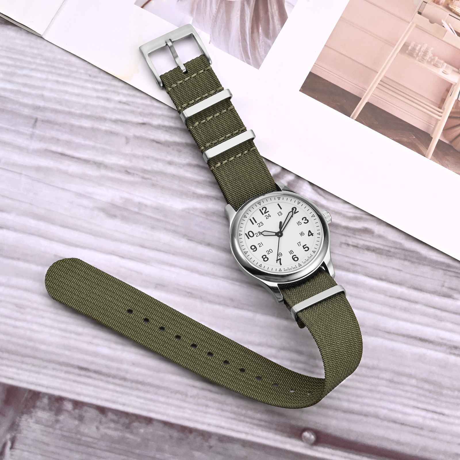 ANNEFIT One-Piece Nylon Watch Strap 16mm 18mm 19mm 20mm 22mm 24mm Military Band