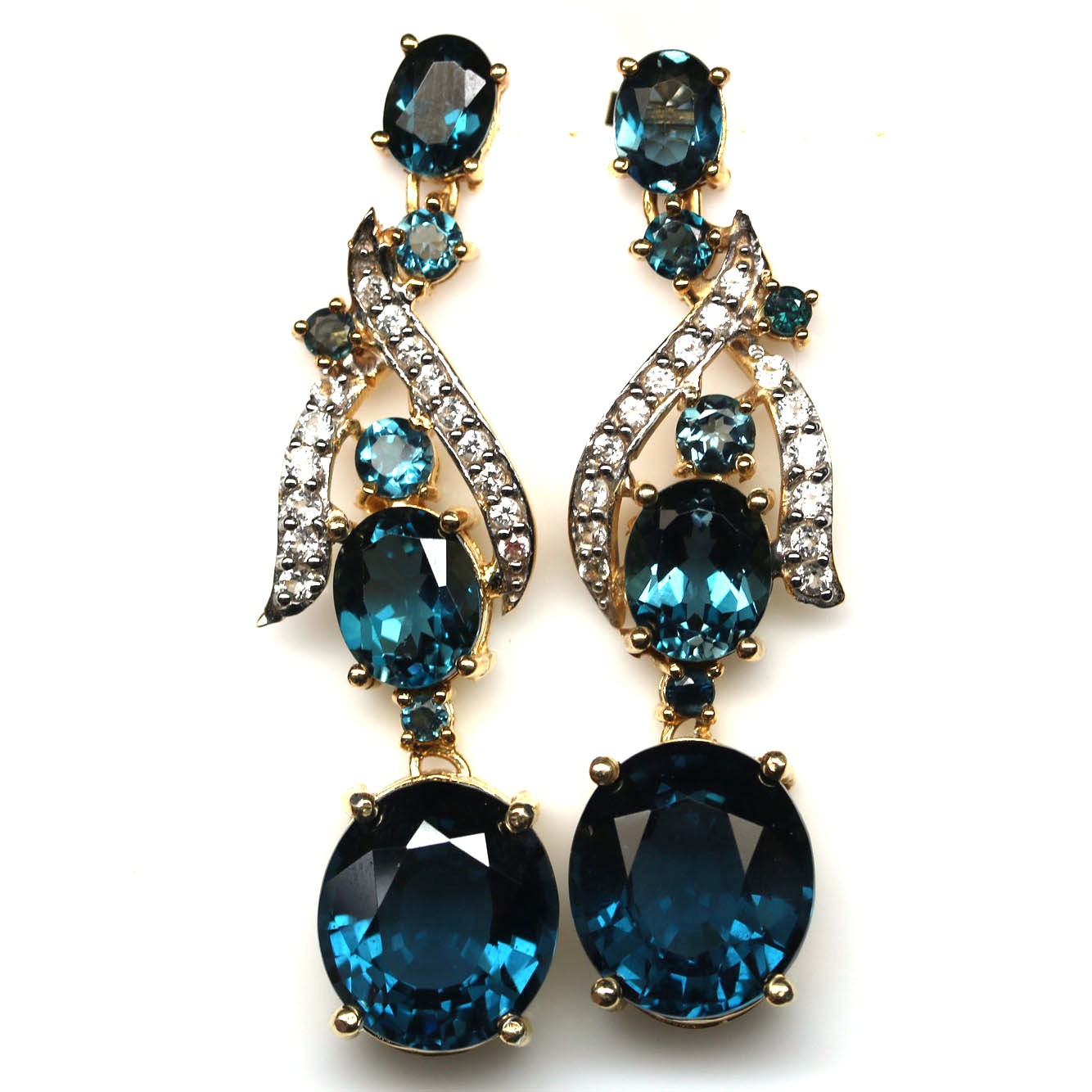 Natural London Blue Topaz Zircon Jewelry Earrings Handmade Gift For Her