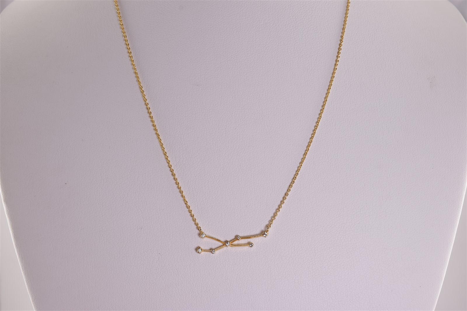 Gold over Sterling Silver 8mm x 25mm Accented Branch Station Pendant 17″ Chain