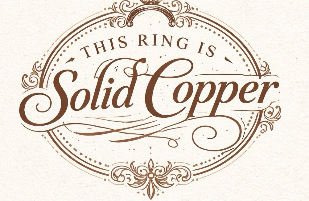 Solid Copper Hammered Band Ring 042. – 5/16″ wide. – Available in sizes 5 to 13.