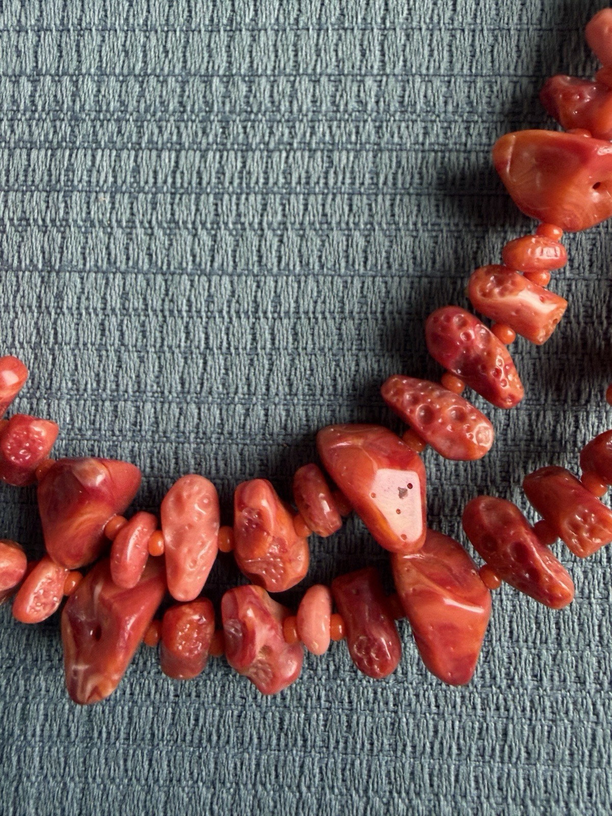 Vintage Western Germany Double Strand Simulated Coral Necklace