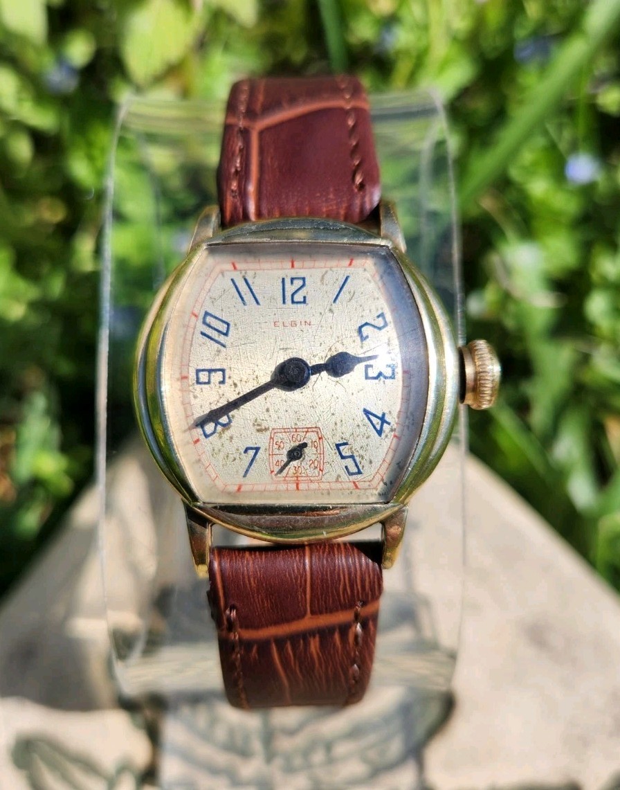 Vtg Elgin 1928 Model 2 Grade 462 *SERVICED* Men’s 29mm Tank Watch 10K RGP 3/0s!!