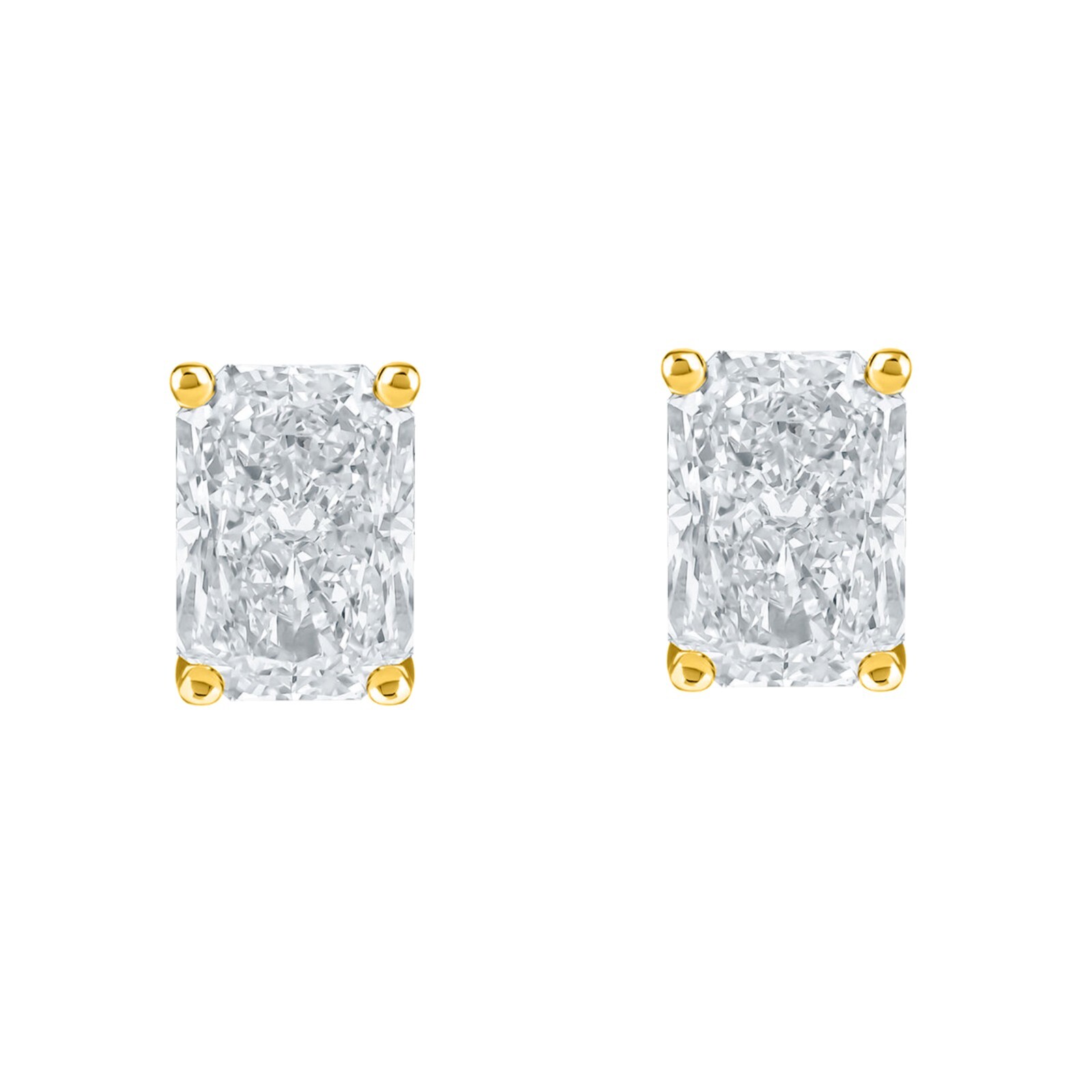 Lab Created Grown Diamond 1/2 Ct Radiant Earrings 14K Yellow Gold F/VVS Screw