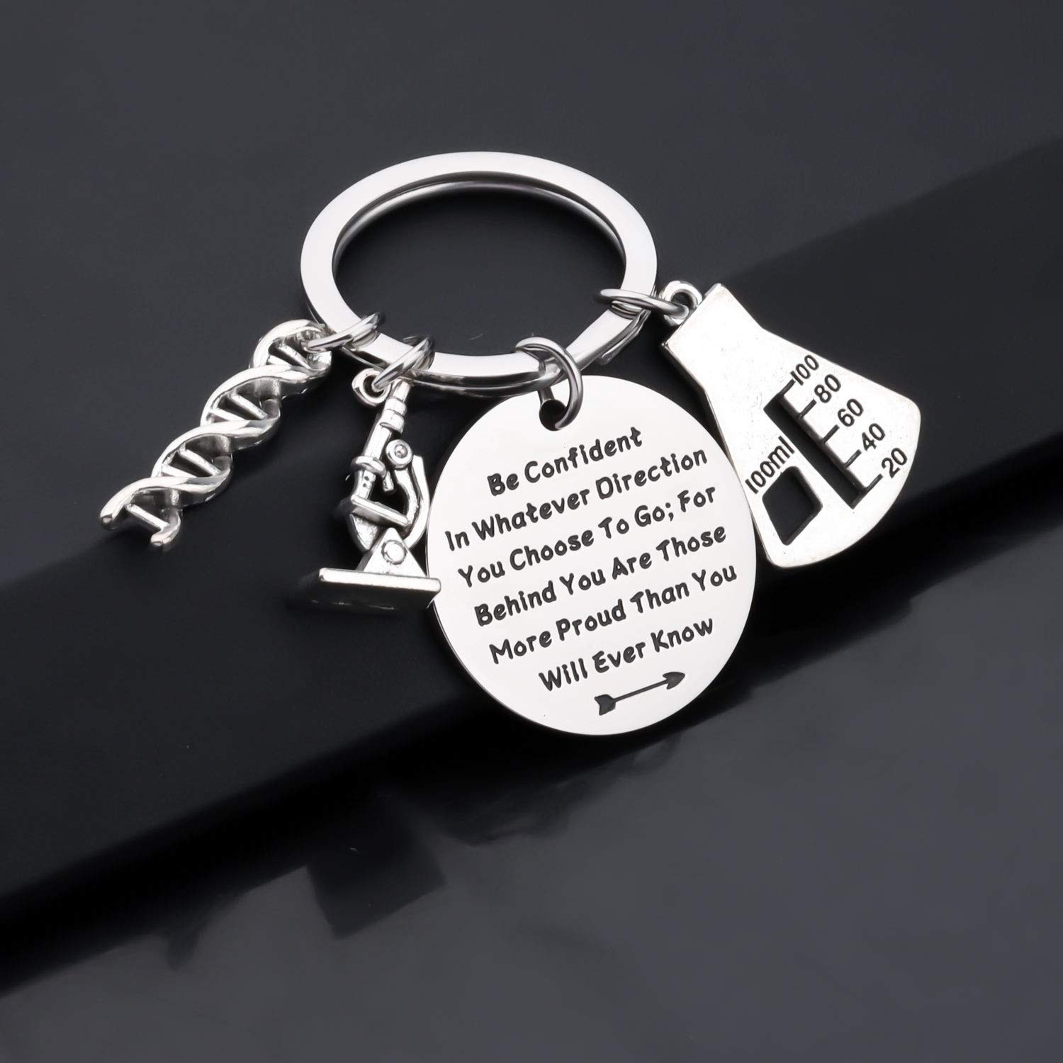 DNA Double Helix Charm Microscope Charm Keychain Chemistry Biology Gift Be Confi