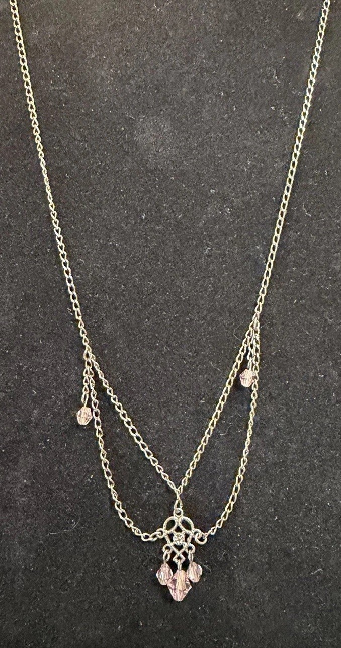 Robert Rose 16” Victorian Style Necklace Purple Crystal Drops Costume Jewelry