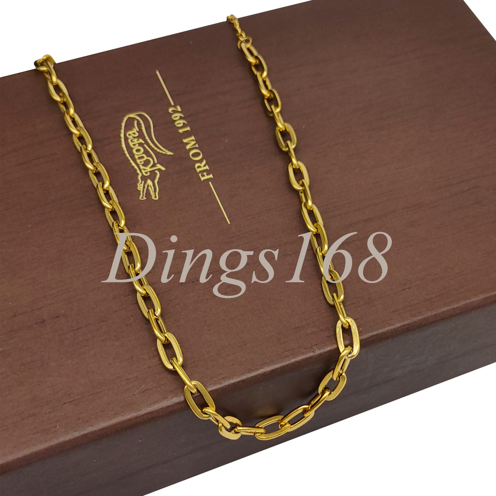Real 18K Yellow Gold Filled Tarnish-Free 14″+2.4″ Wide Paper Clip Chain Necklace