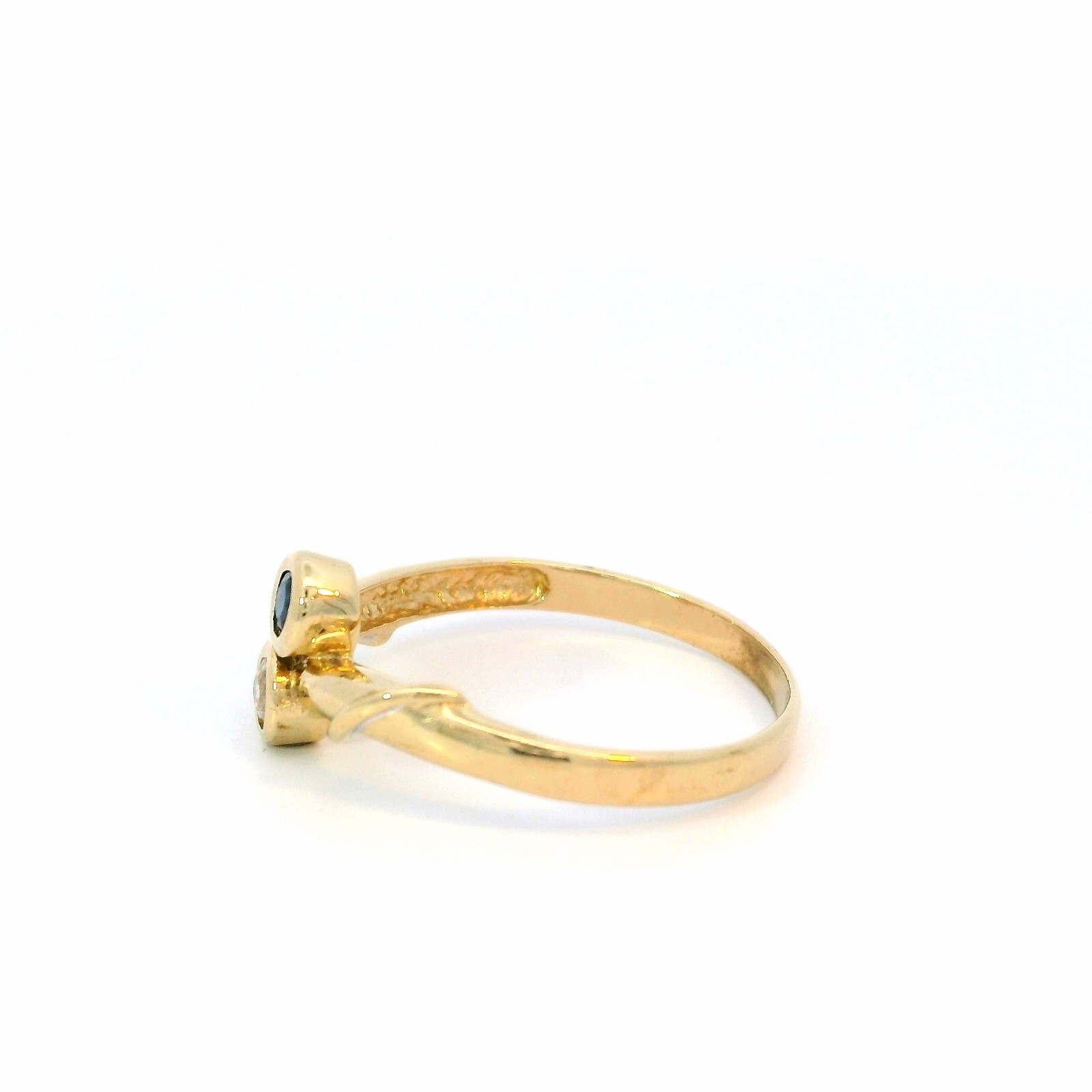 Ladies Ring, Gold Ring with Sapphire and Zircon Yellow Gold 585 14 KT Size 60