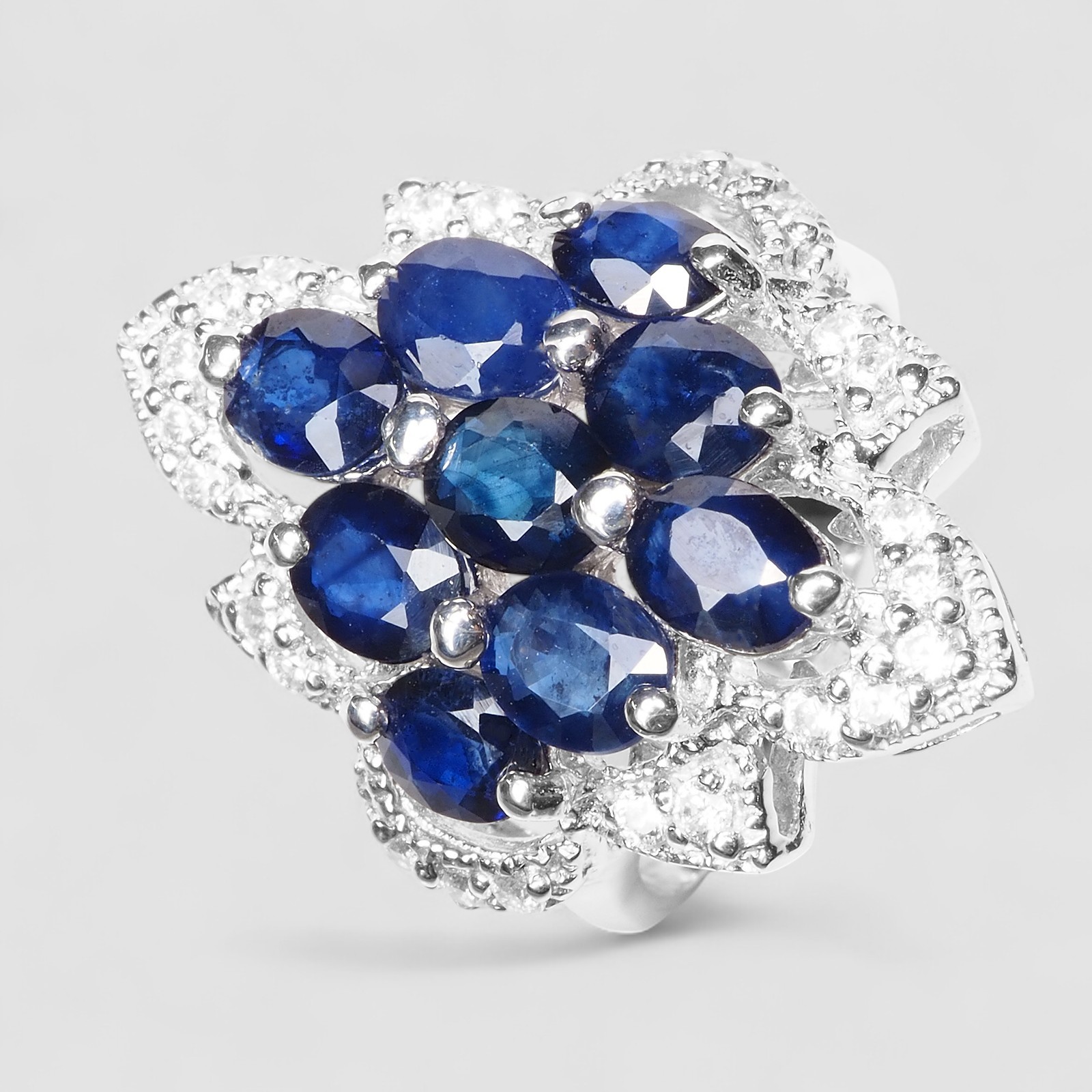 ASTONISHING BLUE SAPPHIRE 3.90CT 925 STERLING SILVER HANDMADE FINE JEWELRY RINGS