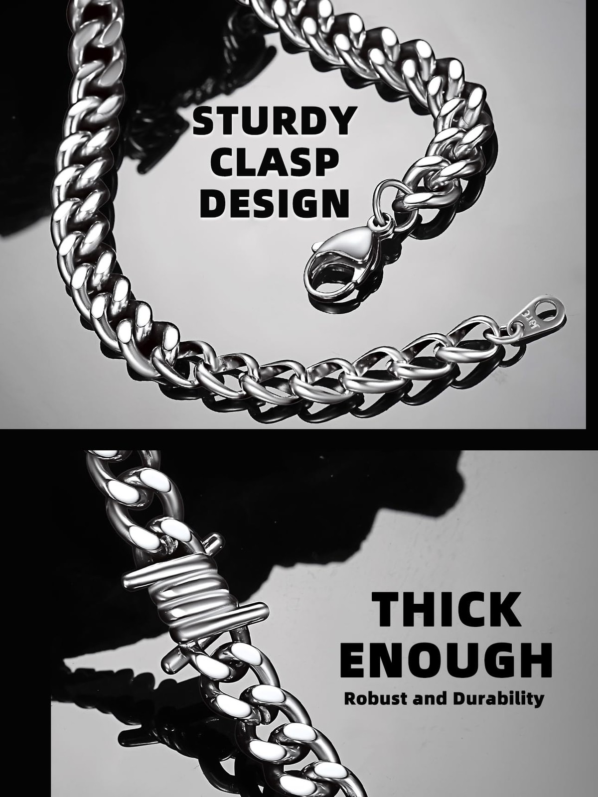 Stainless Steel Barbed Wire Necklace 9mm Thick Heavy 18 inches, a. 9mm-Silver