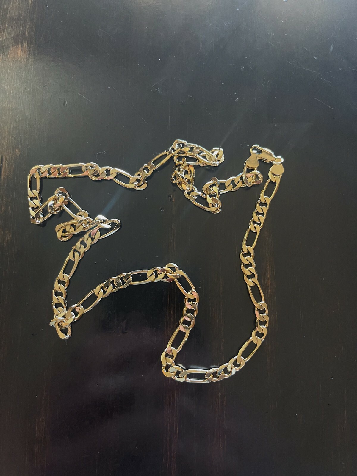 Men’s 14k Gold Stamped Figaro Chain 24 Inches ” 5mm Triple Plated Necklace
