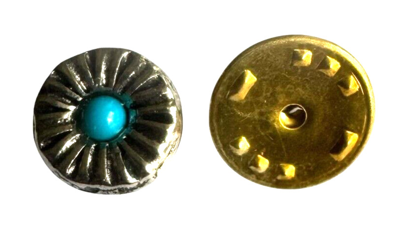 Silver Tone Tie Tack Pin – Turquoise Accent, Western Cowboy Rodeo Style