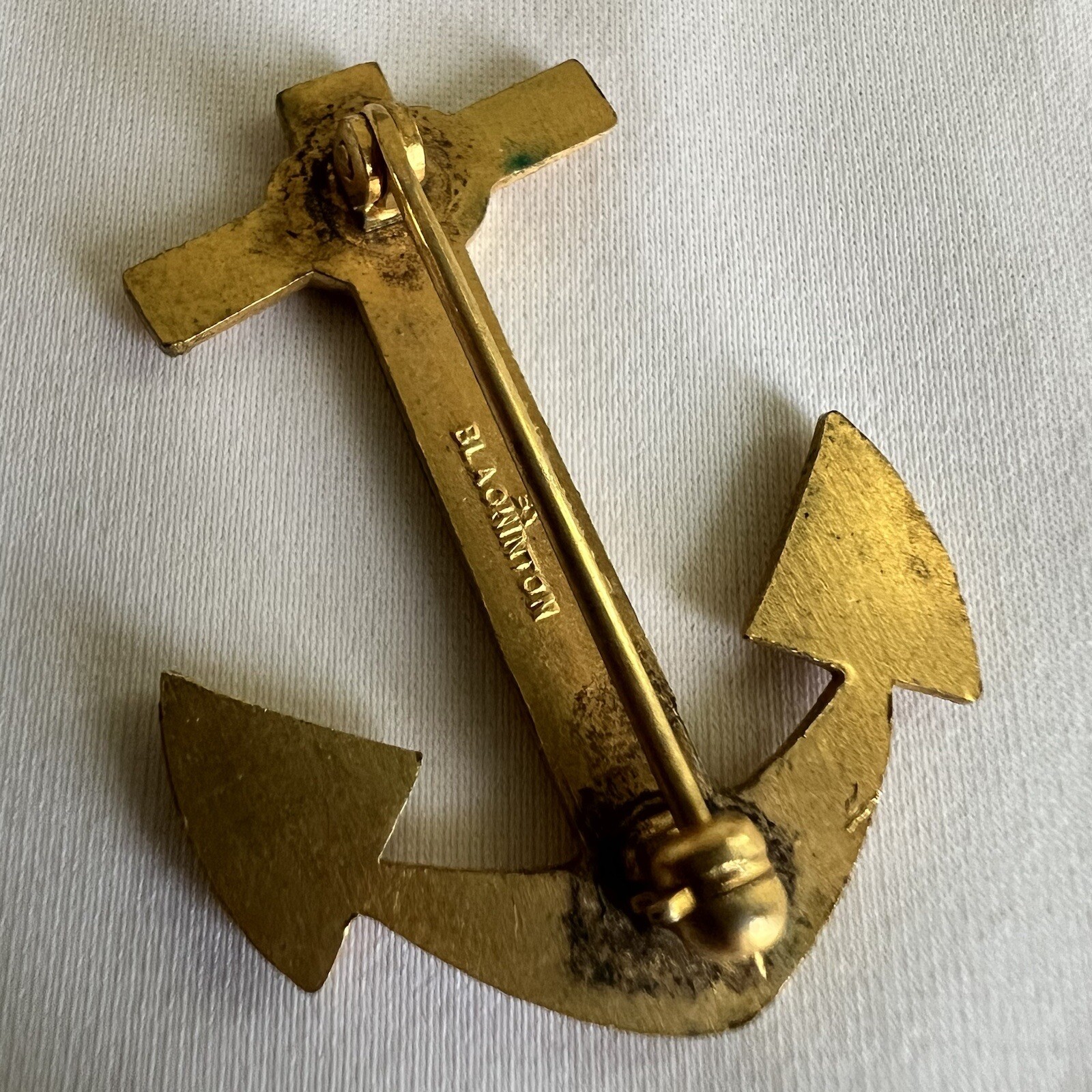 Vintage 10K Gold Filled Anchor Brooch Pin Nautical Sailor Military Emblem Vtg