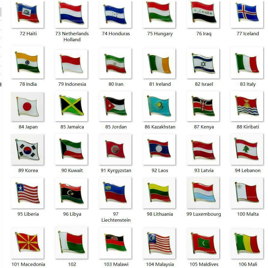 National Flag Metal Lapel Pin Brooch All over the World USA UK Canada Mexico