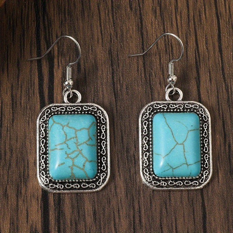 Boho Western Jewelry Turquoise Set Women Boho Pendant Necklace Earrings Bracelet