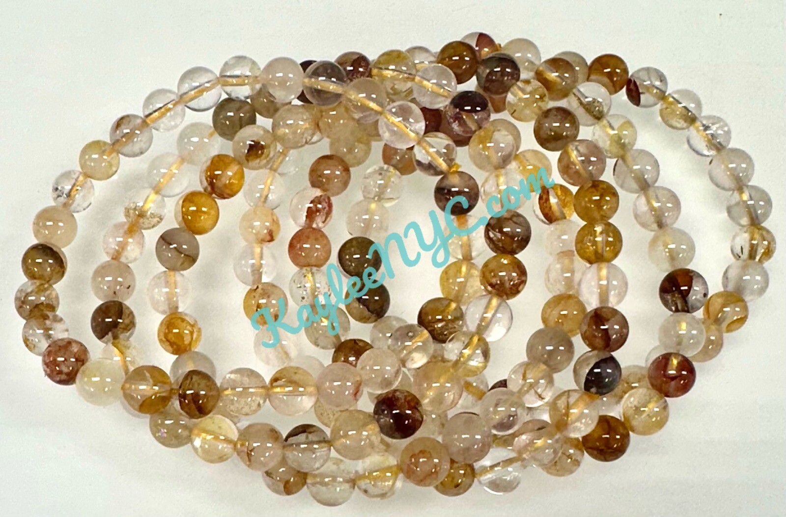 Wholesale 6 Pcs Natural Golden Healer 6mm 7.5” Crystal Healing Stretch Bracelet