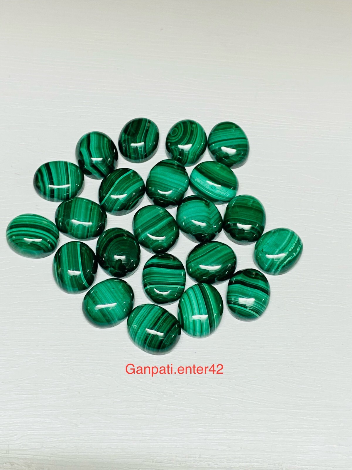 NATURAL MALACHITE OVAL CABOCHONS 11×9 MM 05 PCS LOT LOOSE GEMSTONE E