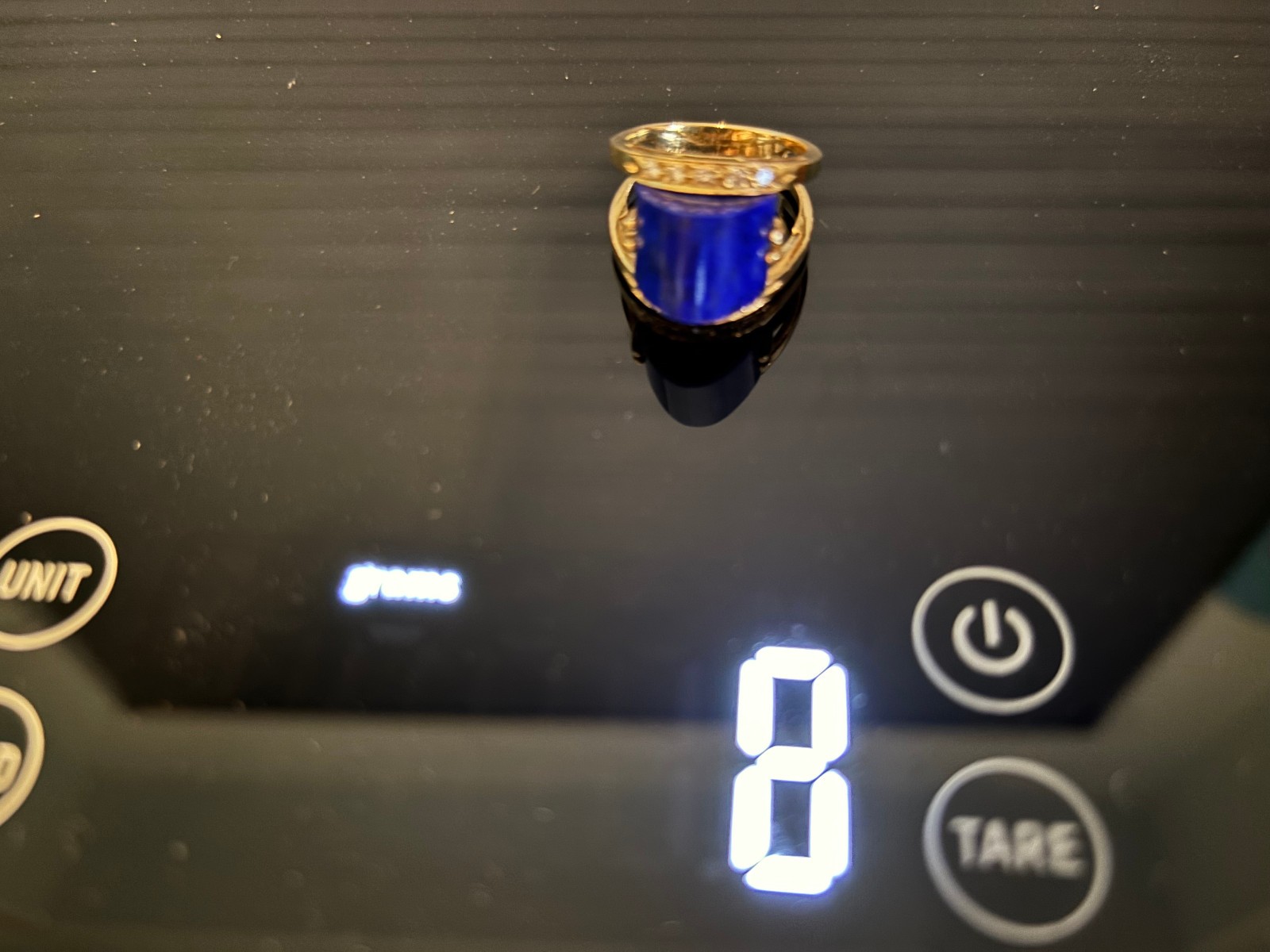 Vintage 14k Yellow Gold Lapis Lazuli & Diamond Ring, Size 7.25, 8 Grams
