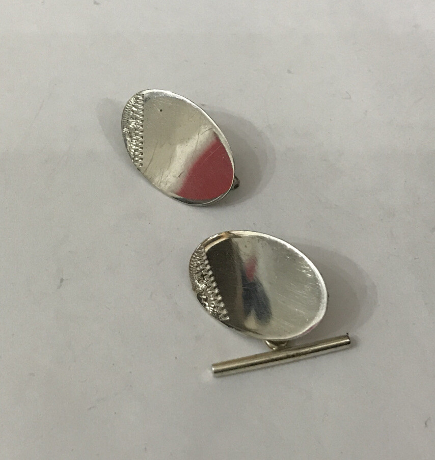 VINTAGE 925 SOLID STERLING SILVER PLAIN ENGRAVED CORNER CUFFLINKS ENGRAVABLE