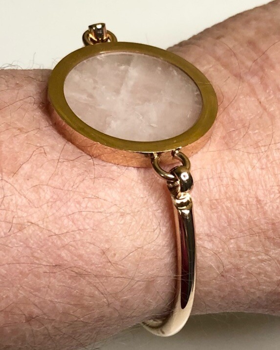 18k Gold Plated Sterling Silver Pink Resin Cuff Bracelet