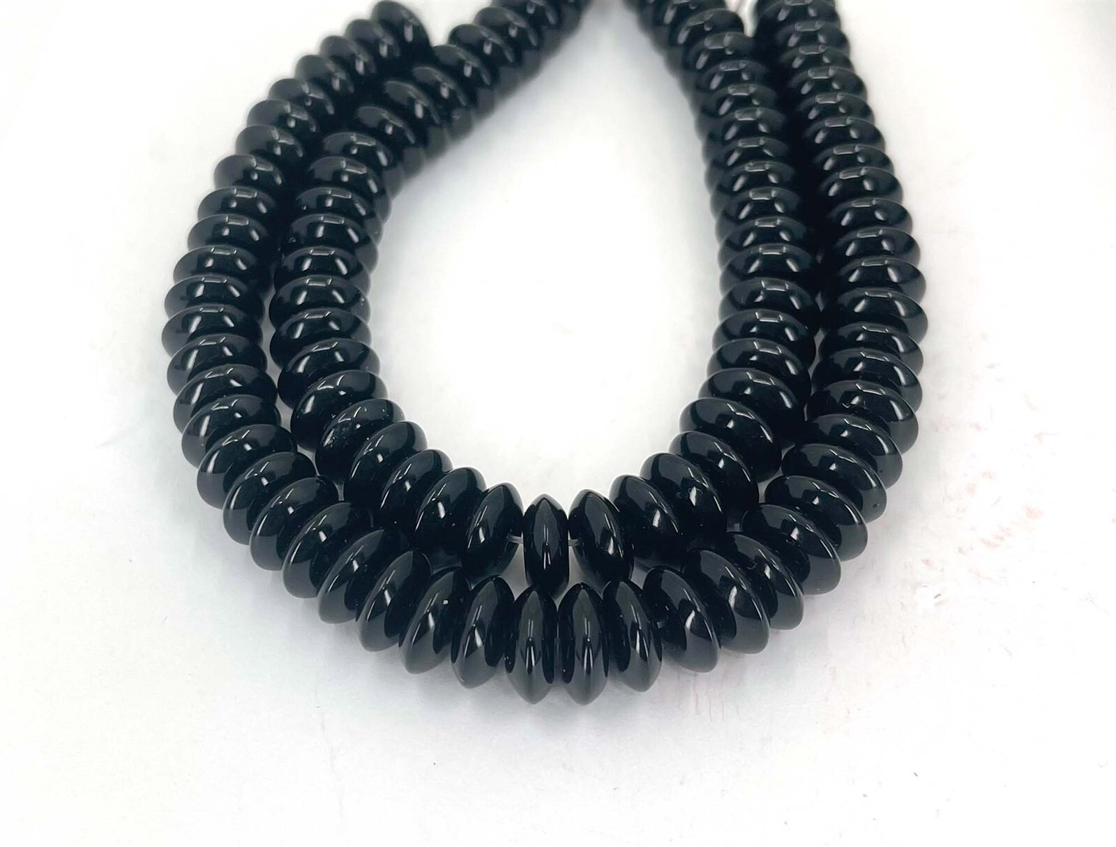 10x4mm Natural Black Onyx Abacus Rondelle Beads (50pcs)