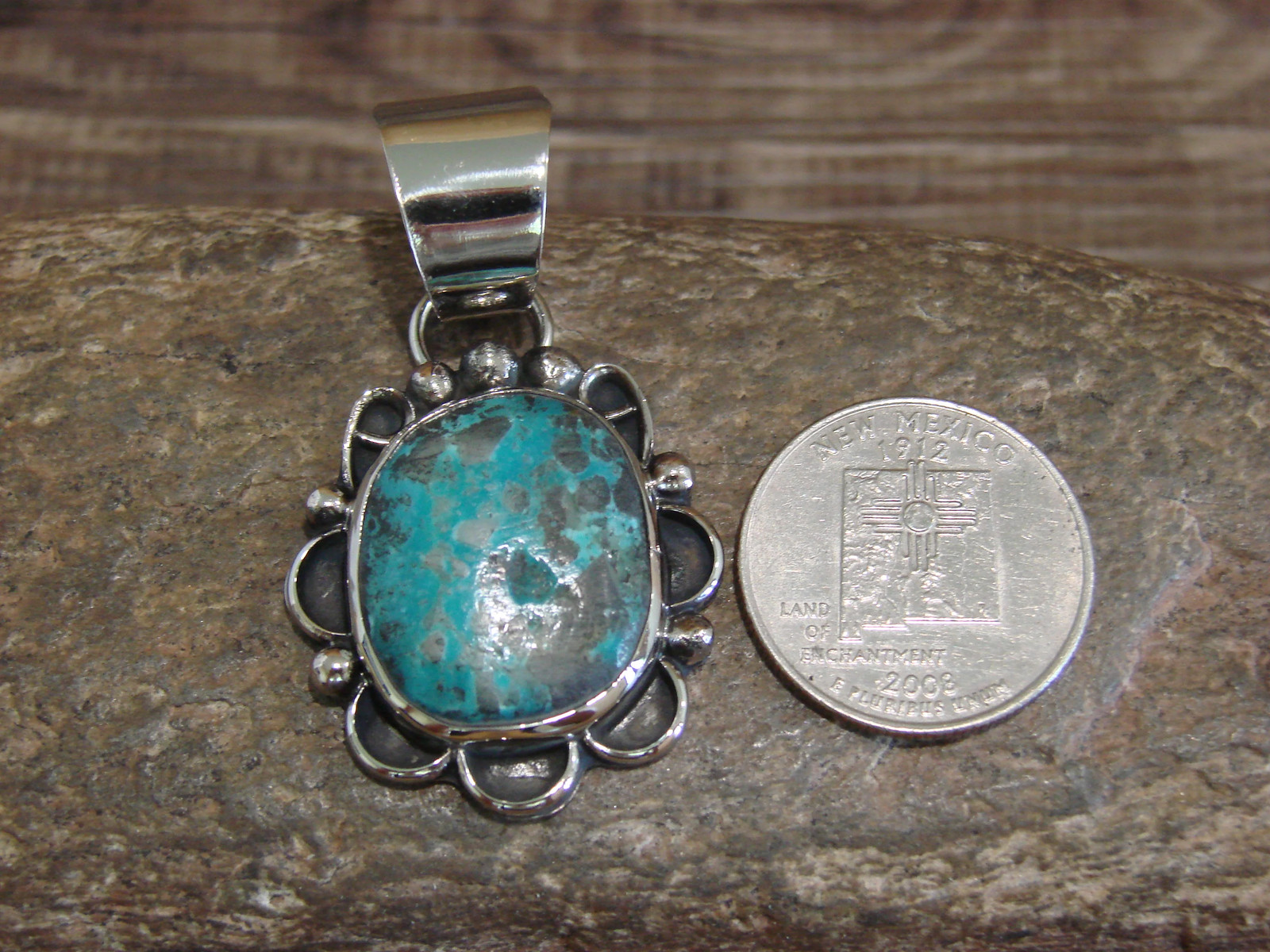 Native American Navajo Nickel Silver & Turquoise Pendant – Cleveland