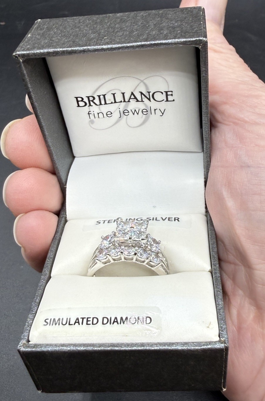 Brilliance Fine Jewelry Sterling Wedding Ring Size 7 – Simulated Diamond