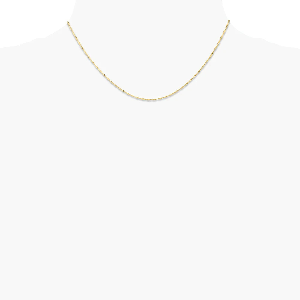 14K Yellow Gold 1mm Carded Singapore Chain Necklace 16″-24″