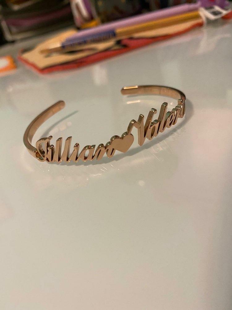 Gift Box Custom Name Bangle Bracelet Cuff Stainless Personalized Name Jewelry