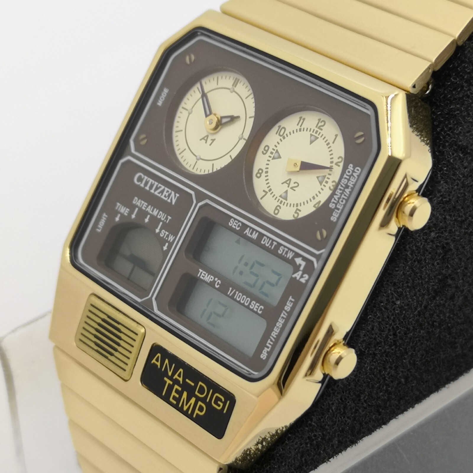 CITIZEN ANA-DIGI TEMP JG2103-72X Brown Gold Reproduction Men’s Watch New in Box