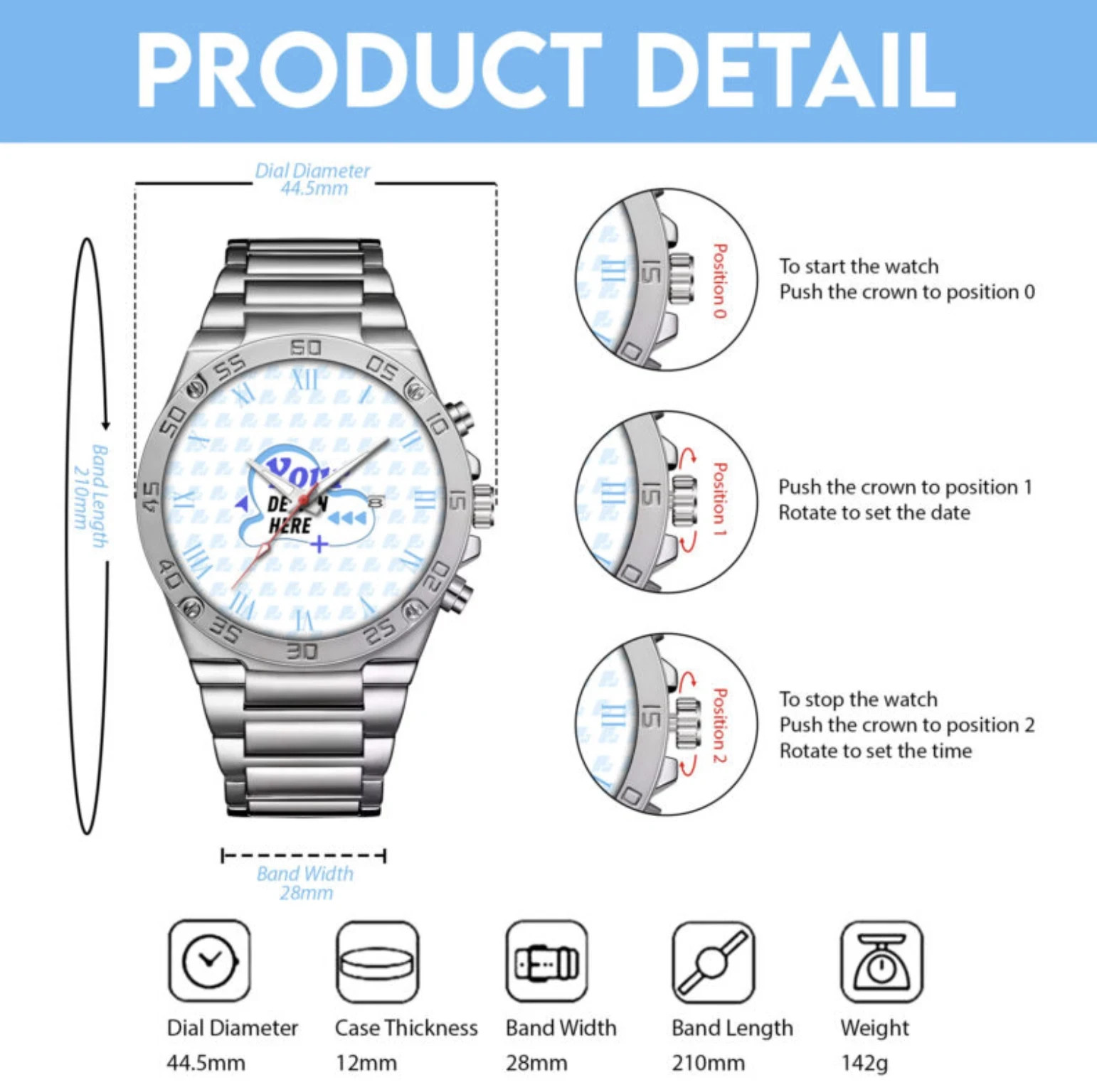 Indian Motorcycle 125th Anniversary Black Stainless Steel Watch
